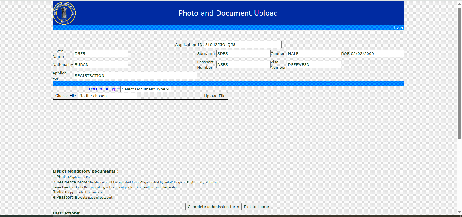 Document upload